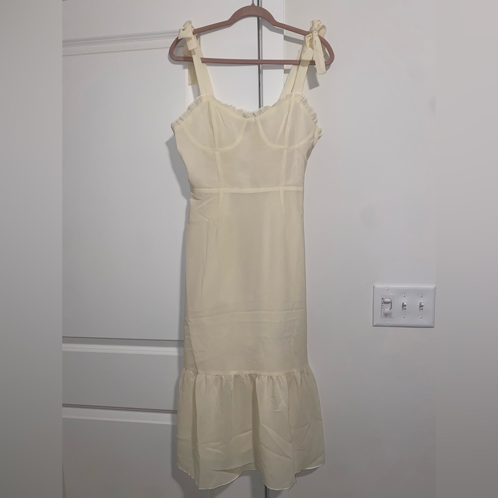 Ivory Midi Dress with Frill